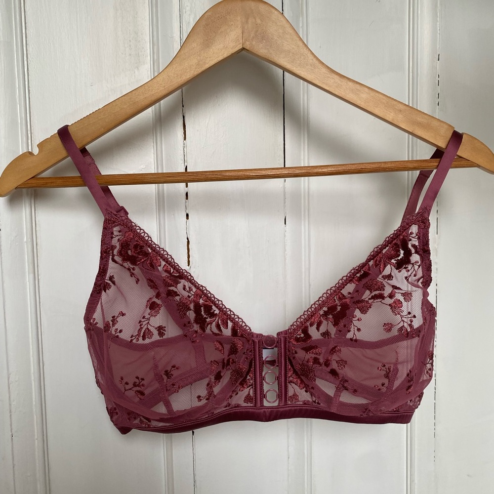 Simone Pérèle Unlined Mauve Sheer Embroidered Underwire Bralette